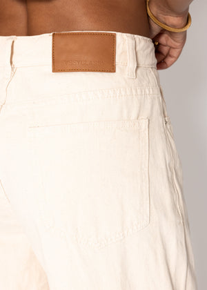 Wide leg jeans with a high waistband - beige