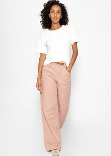 Wide leg jeans with a high waistband - pink