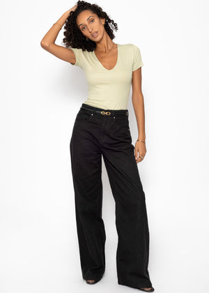 Wide Leg Jeans with a high waistband - black