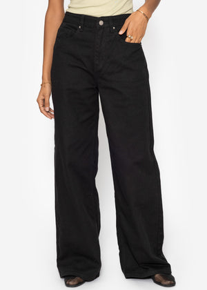 Wide Leg Jeans with a high waistband - black