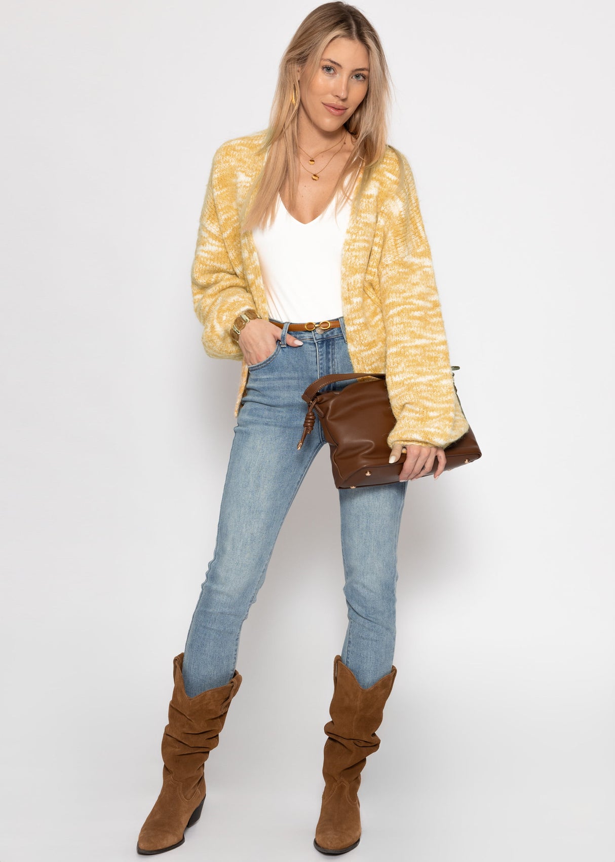 Two-tone cardigan - yellow