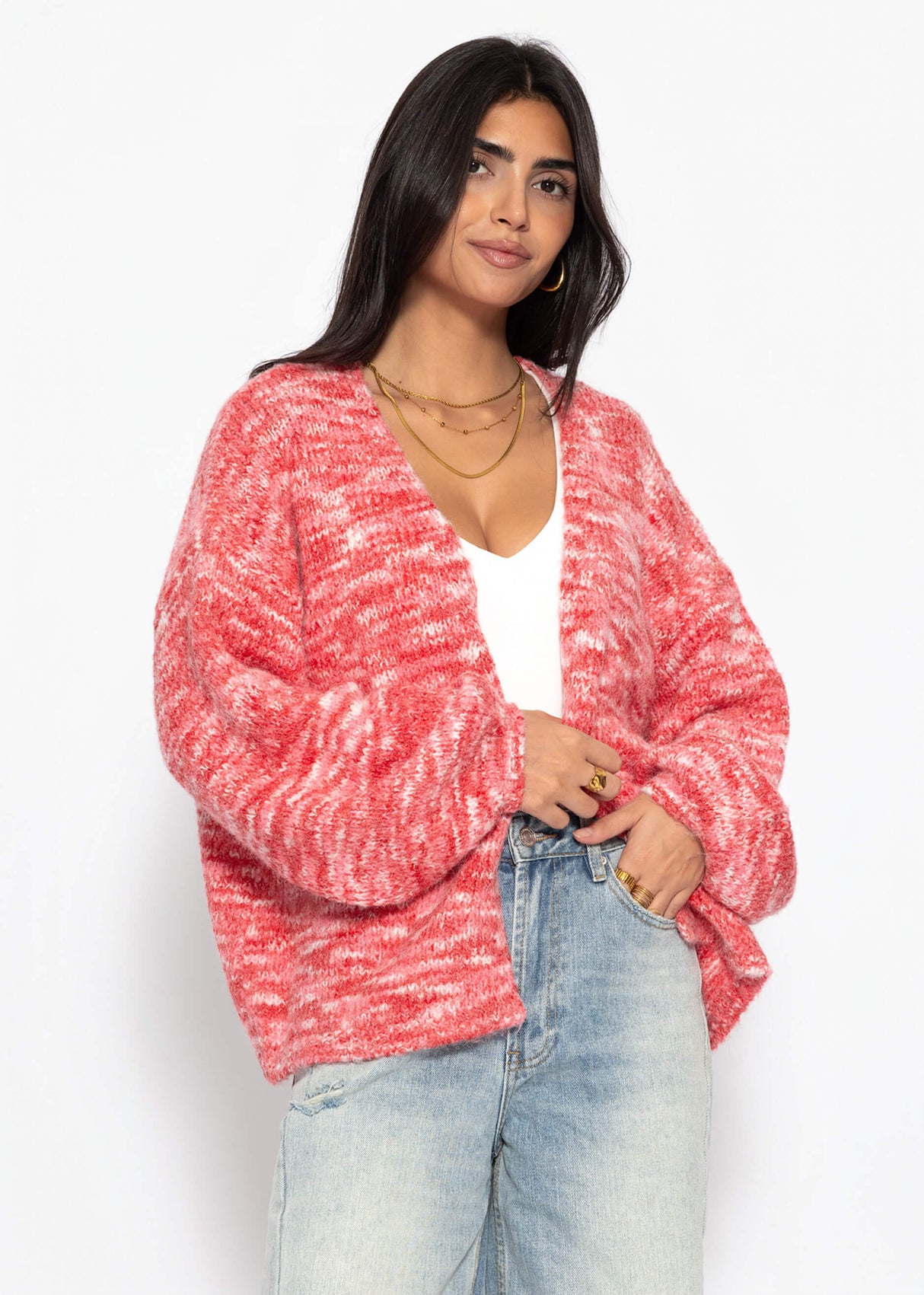 Zweifarbiger Cardigan - pink