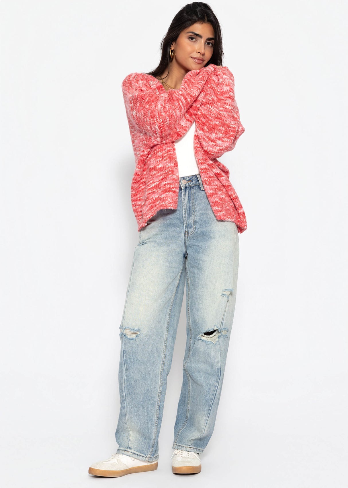 Zweifarbiger Cardigan - pink