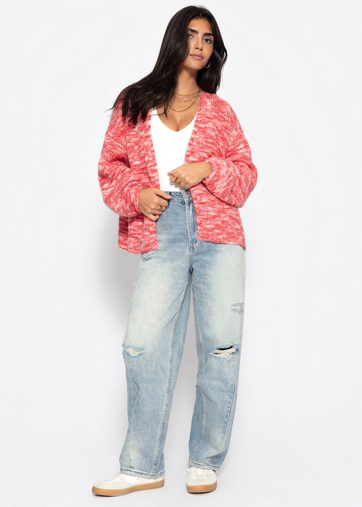 Zweifarbiger Cardigan - pink