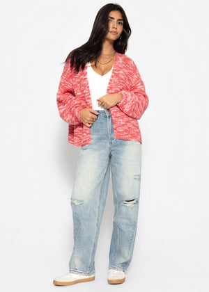 Zweifarbiger Cardigan - pink
