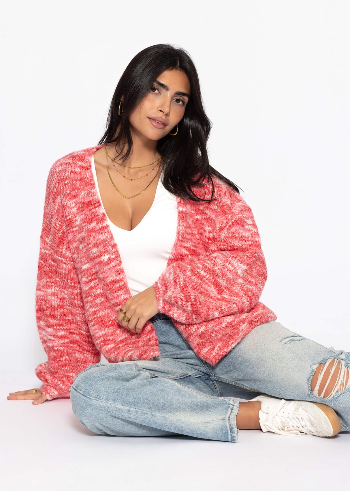 Zweifarbiger Cardigan - pink