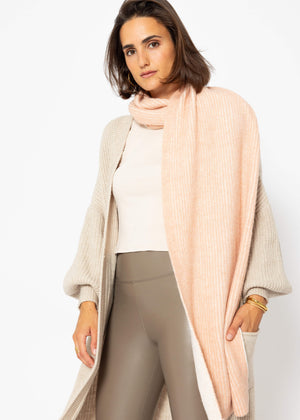 Two-tone ribbed scarf - pink-light pink