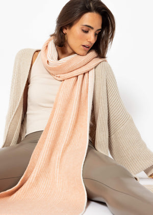 Two-tone ribbed scarf - pink-light pink
