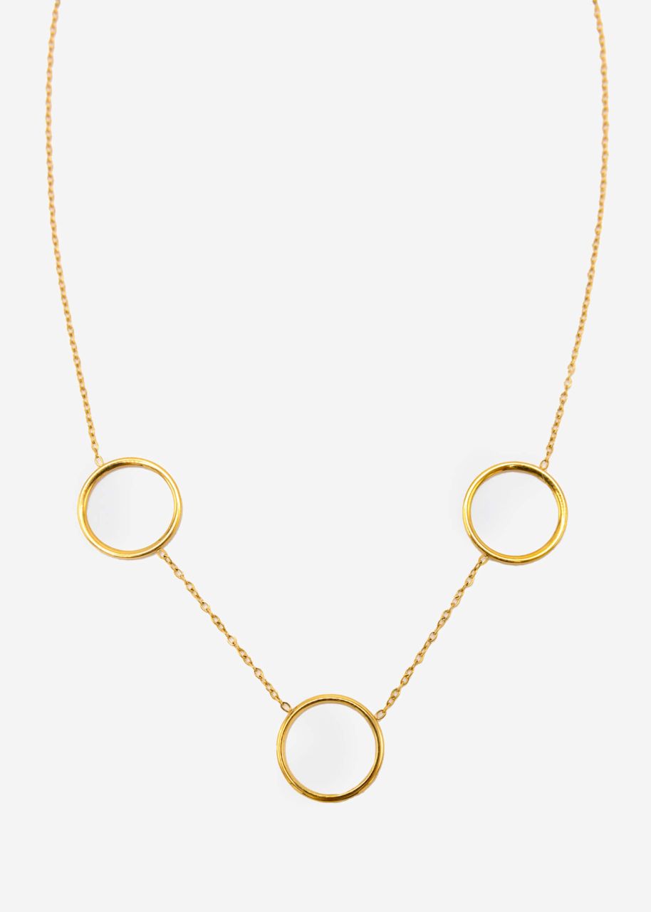 Necklace with 3 circles, gold