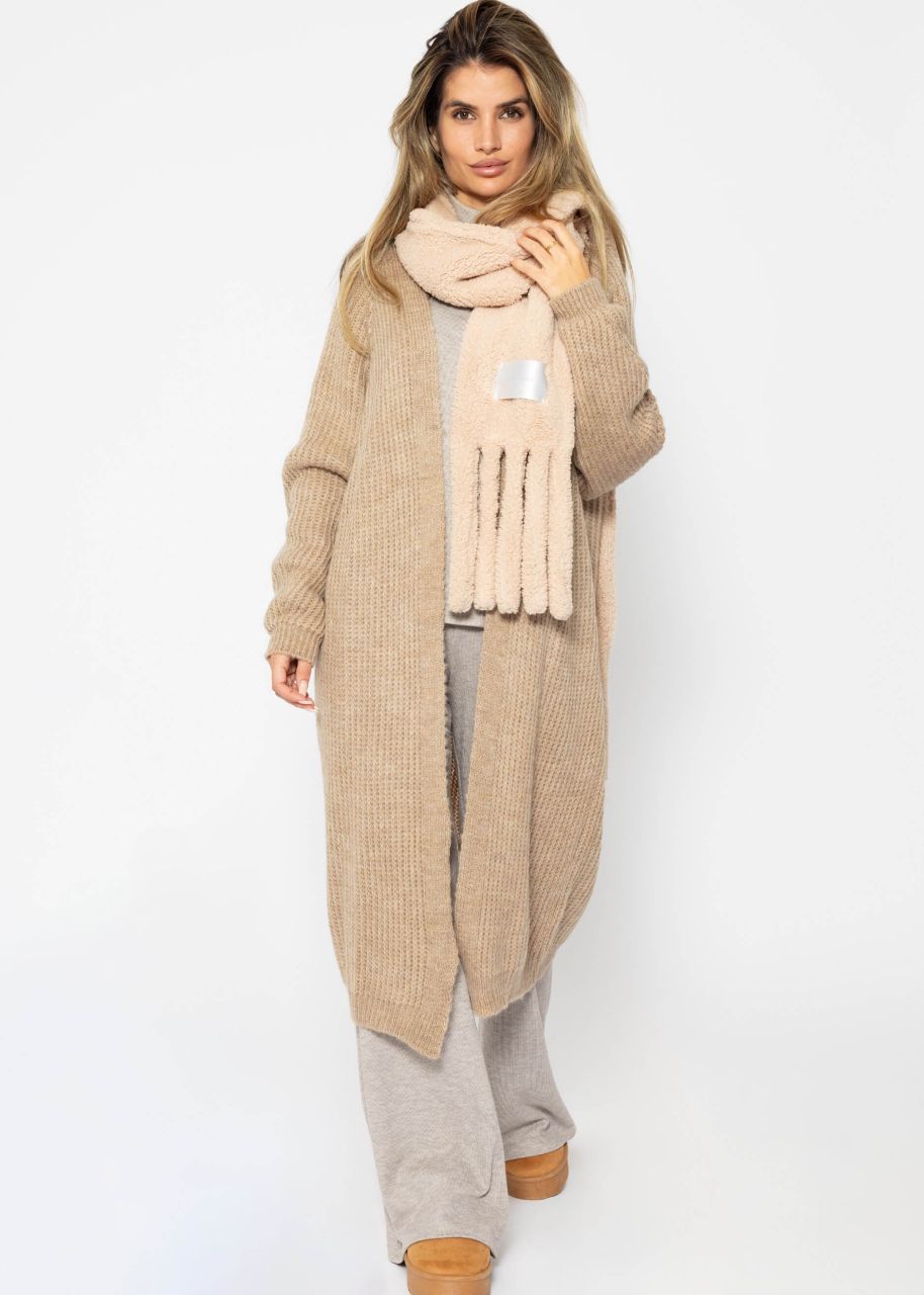 Long ribbed cardigan - camel