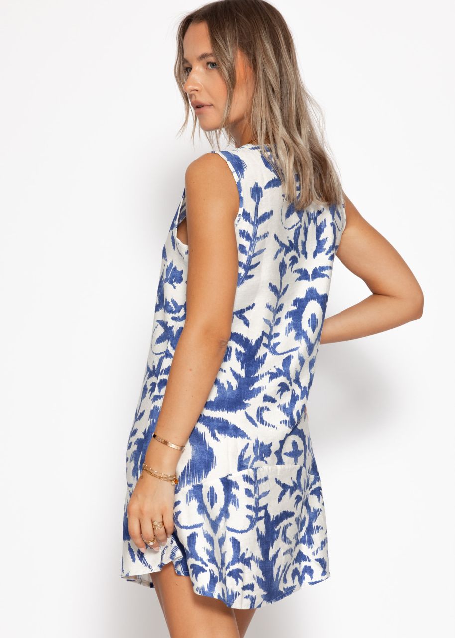Sleeveless dress with print - blue