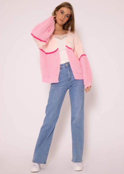 Cardigan with pink stripes, pink