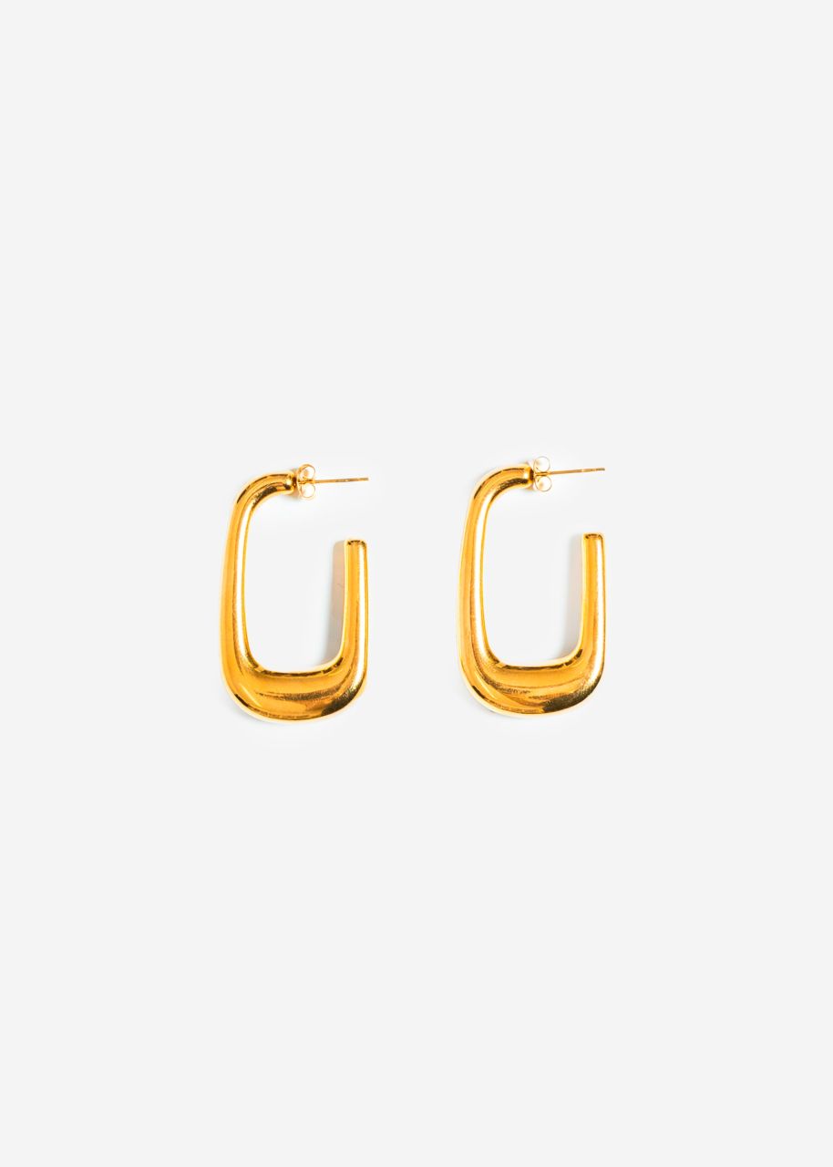 Large squared hoop earrings - gold