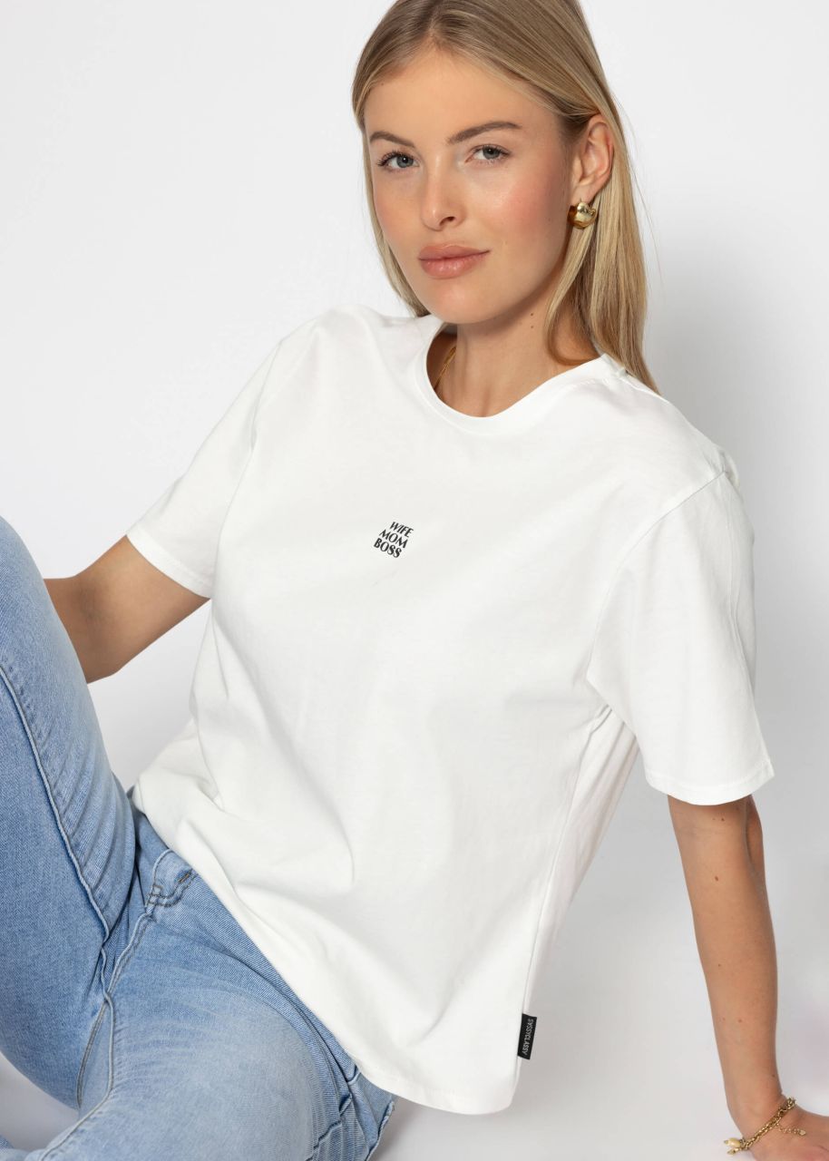 Oversized T-shirt with "MOM" print - offwhite