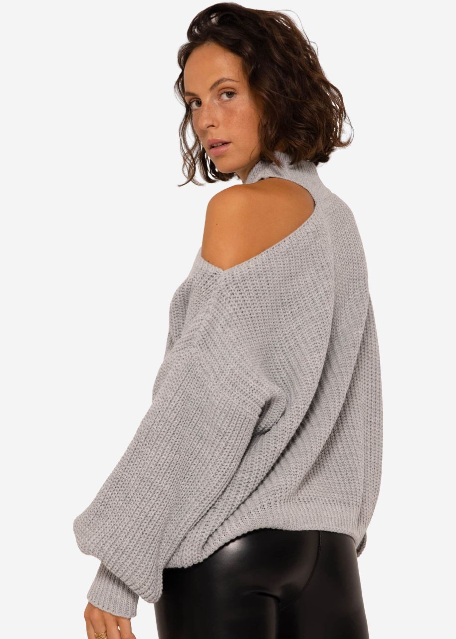 Oversize Cut-Out Sweater - grey