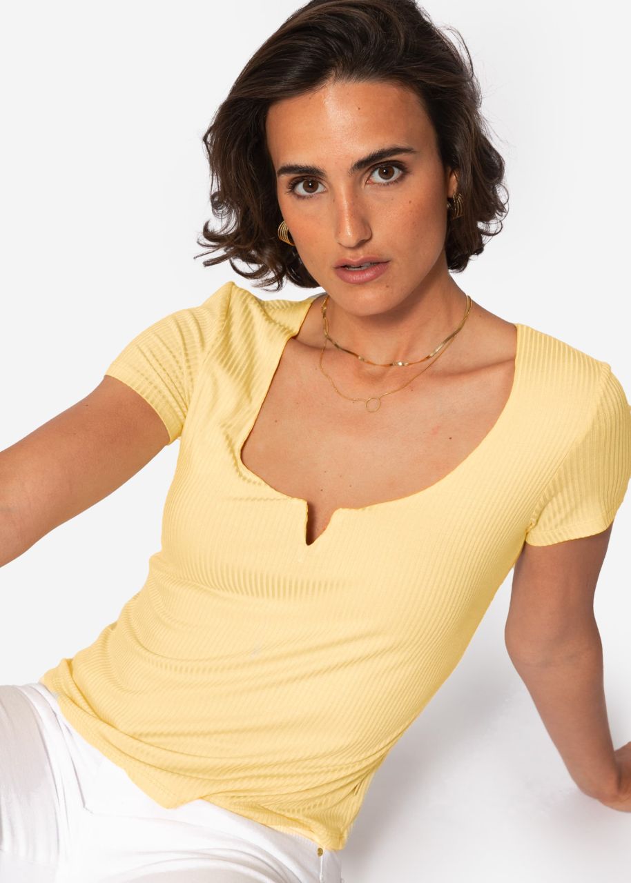 Ribbed T-shirt - yellow