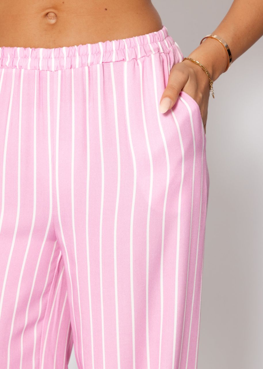 Striped trousers with wide leg - pink