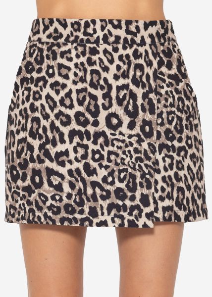 Trouser skirt with leo print - brown