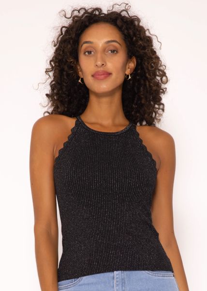 Lurex knit top - black