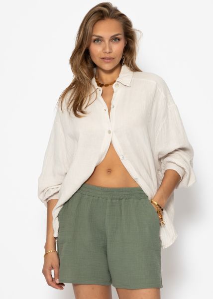Muslin shorts, khaki