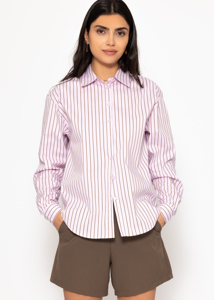 Striped shirt blouse - pink