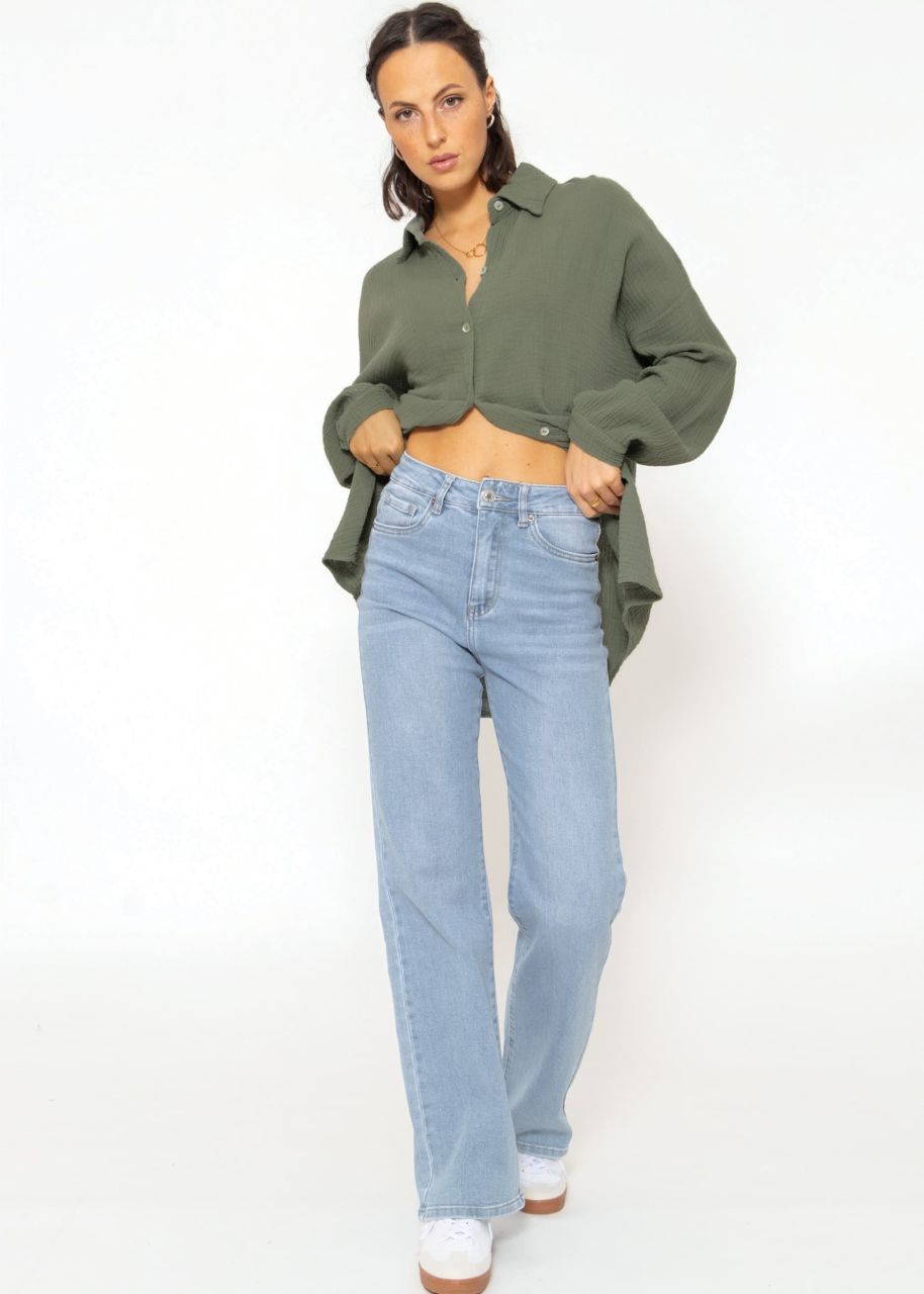 Regular fit muslin blouse - khaki