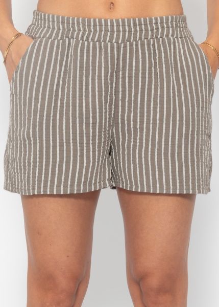 Striped muslin shorts - taupe