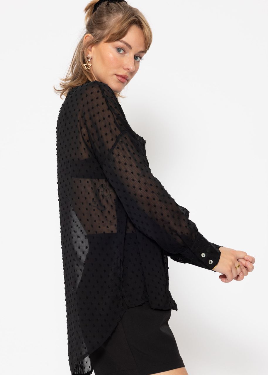 Oversize plumetis blouse, black