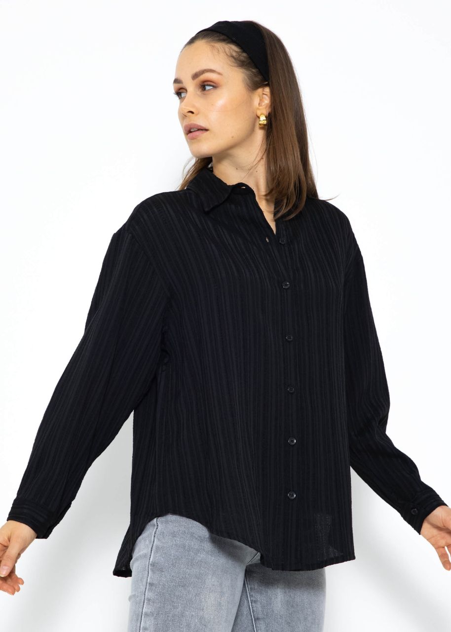 Blouse with crinkle effect - black