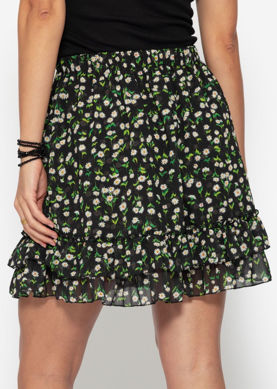 Floral skirt - black