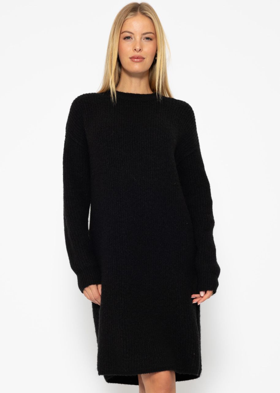 Ribbed knitted dress - black