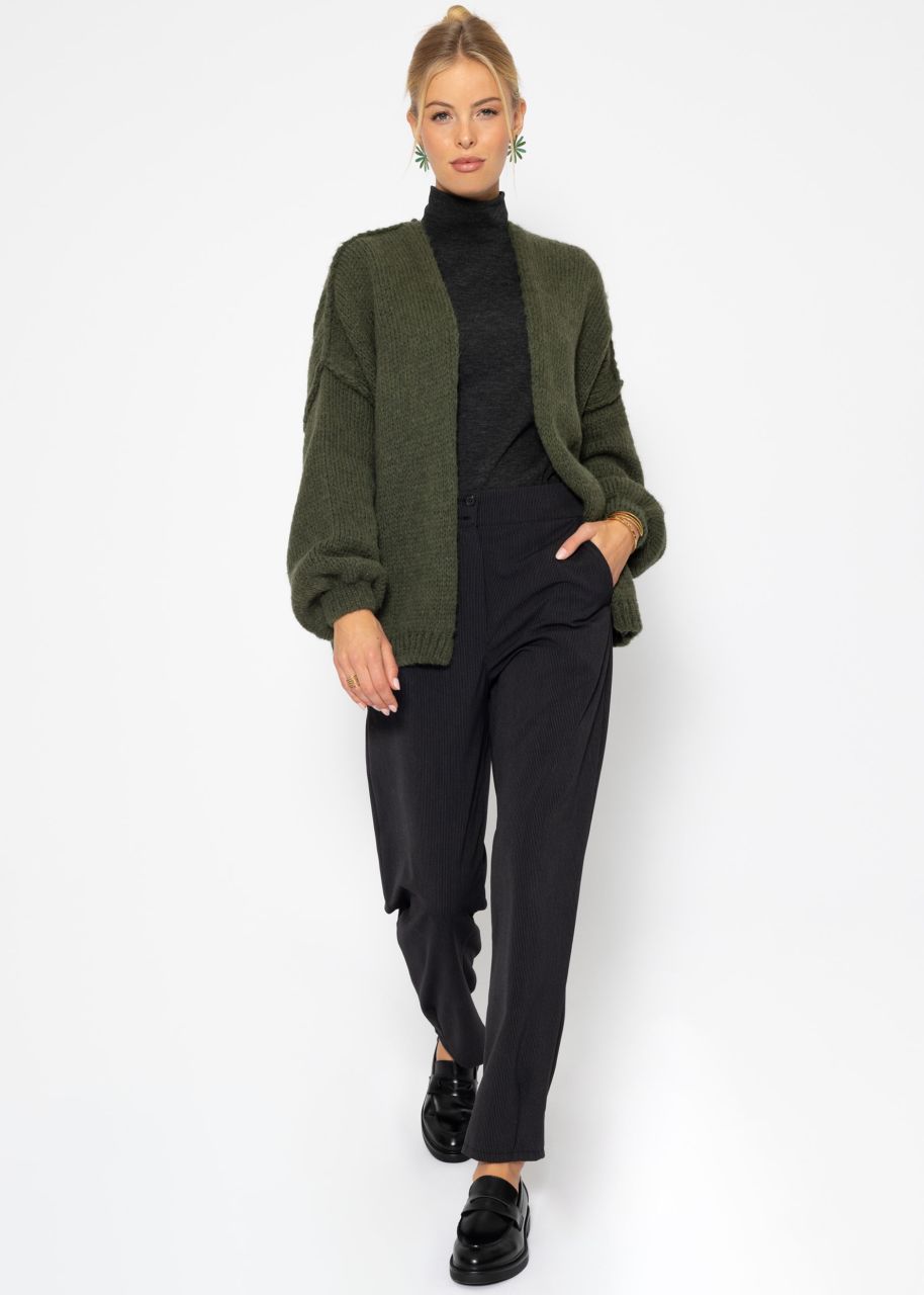 Casual cardigan with outer seams - dark green