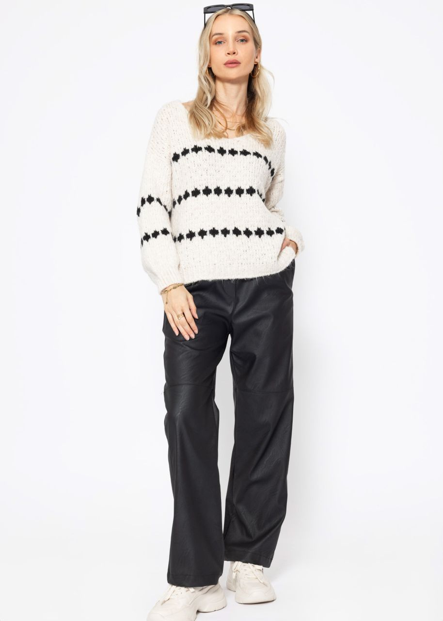 Jumper with fantasy stripe pattern - offwhite