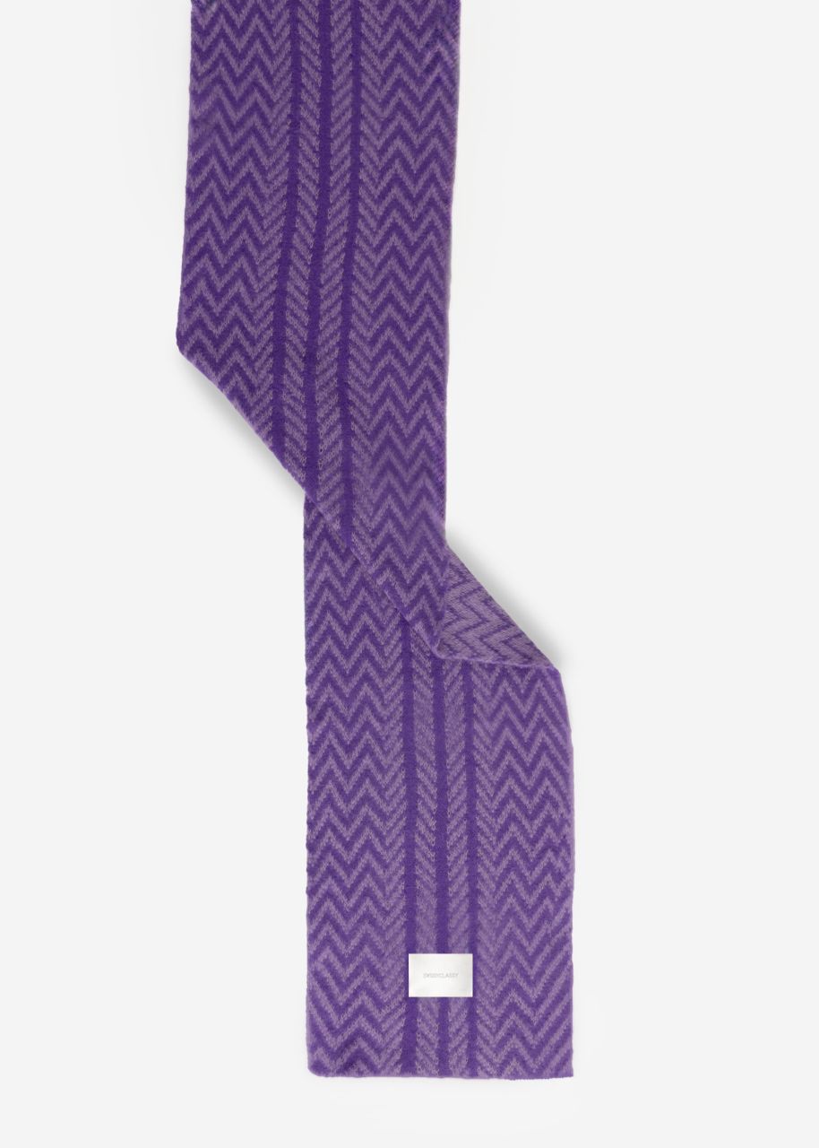 Patterned knitted scarf - purple-violet