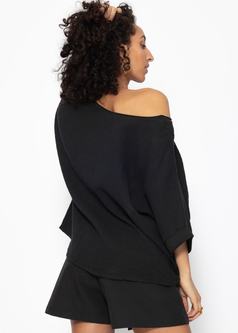 Casual muslin shirt - black