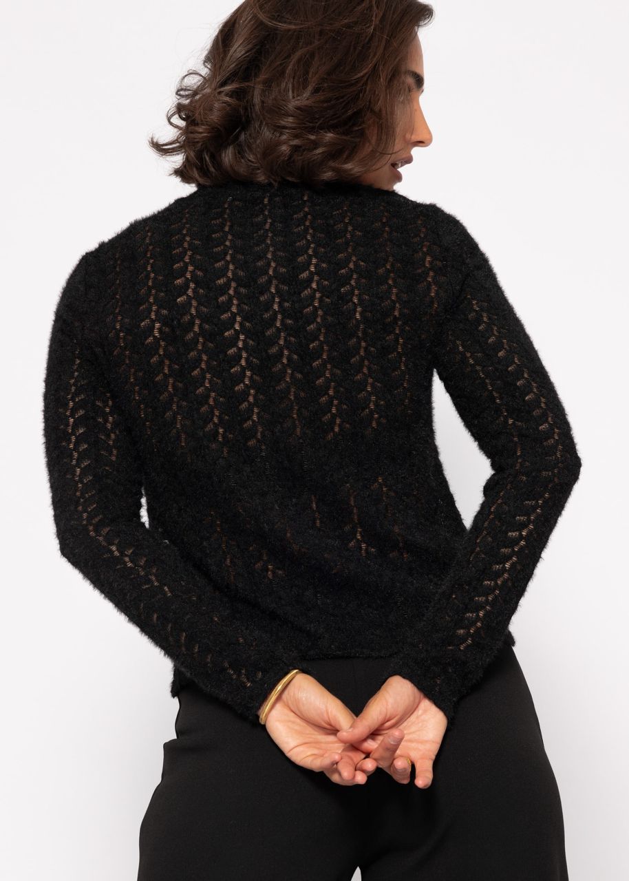 Jumper in extravagant soft lace - black