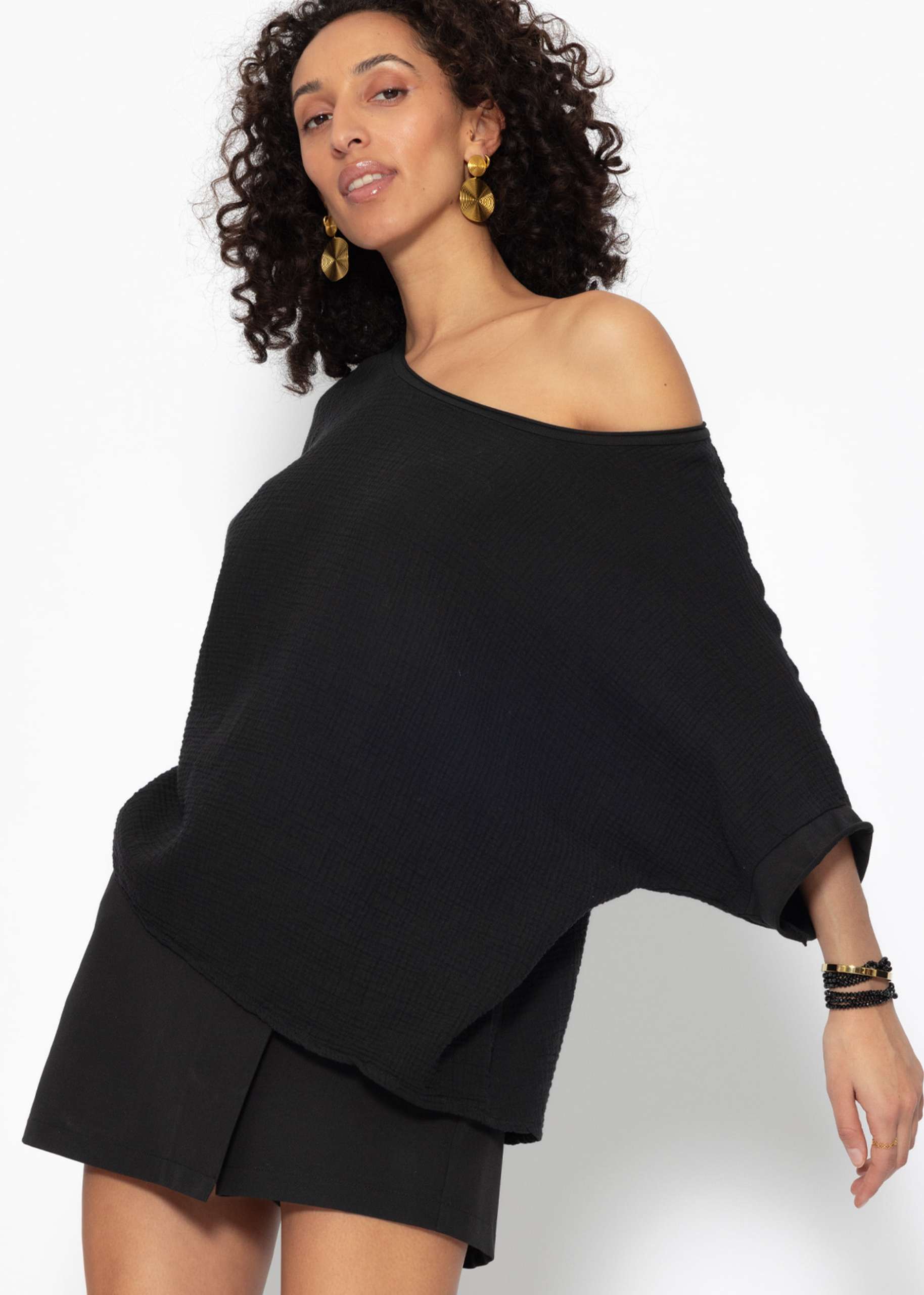 Casual muslin shirt - black