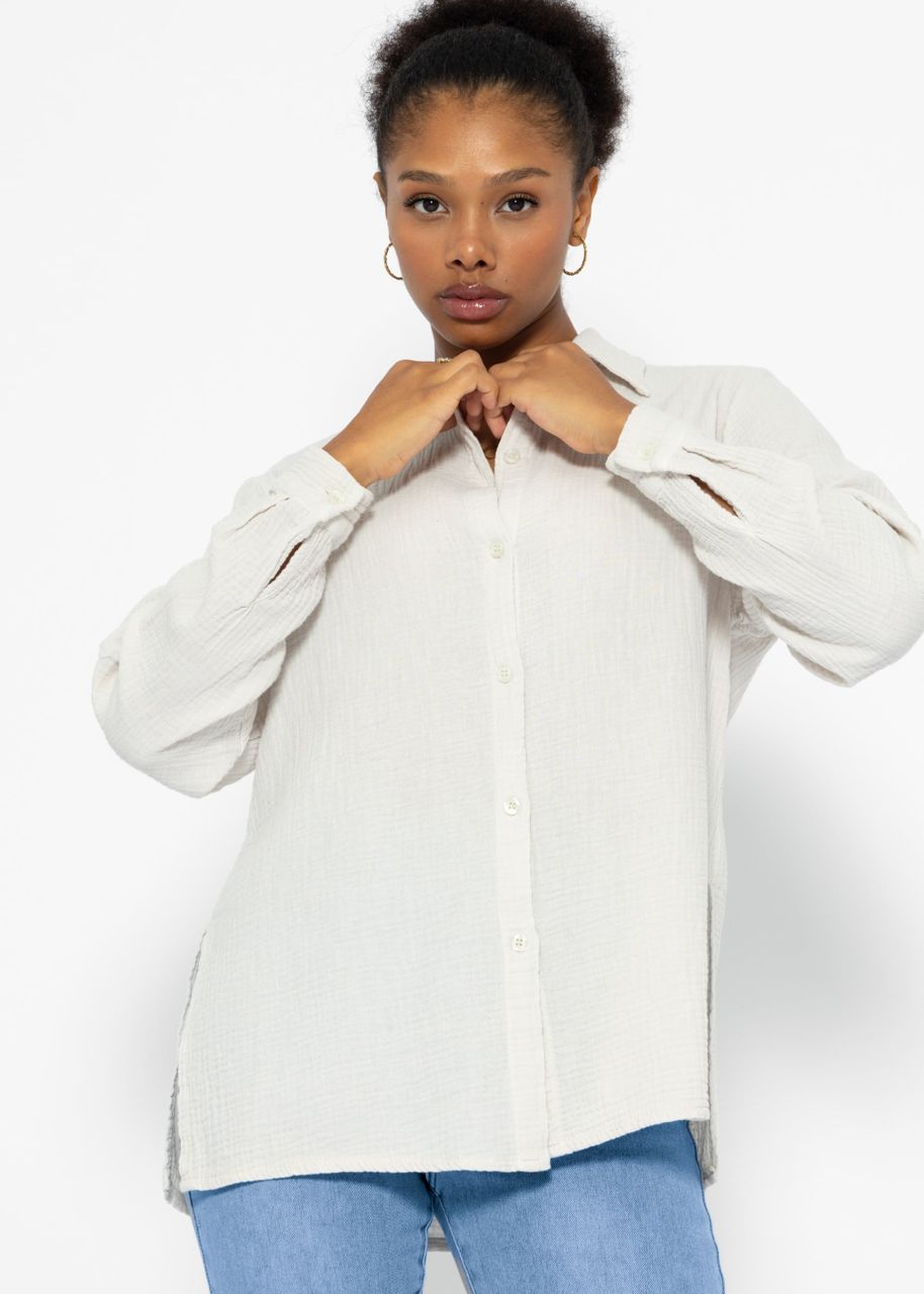 Classic cut blouse in muslin - offwhite