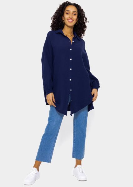 Muslin blouse oversize, dark blue