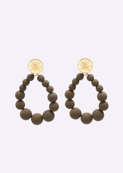 Stud earrings gold with pearls, brown