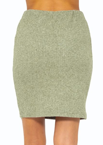 Ribbed short skirt - khaki