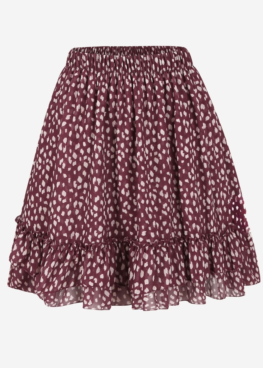 Flouncy skirt with ruffles - burgundy