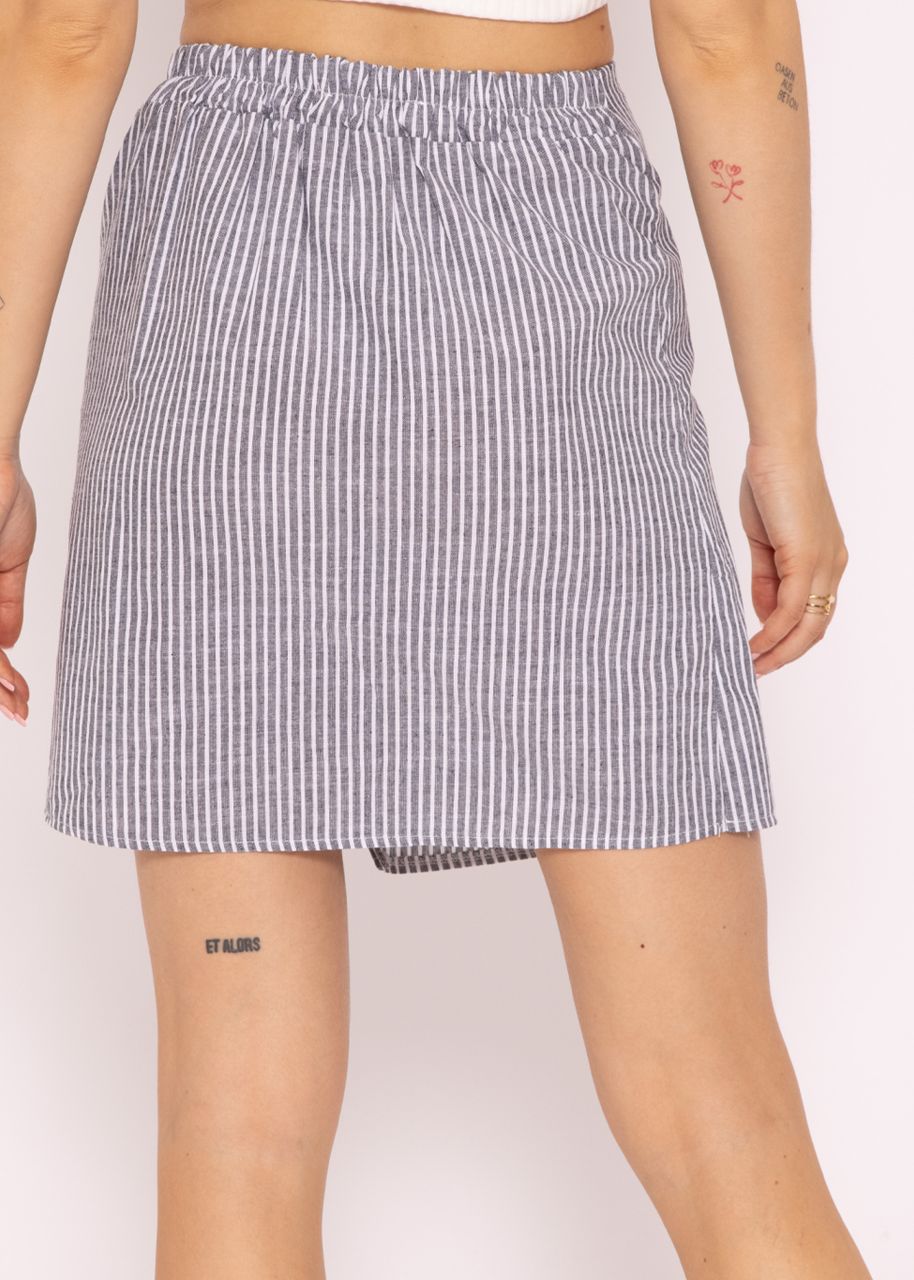 Striped skirt with wrap look, black / white