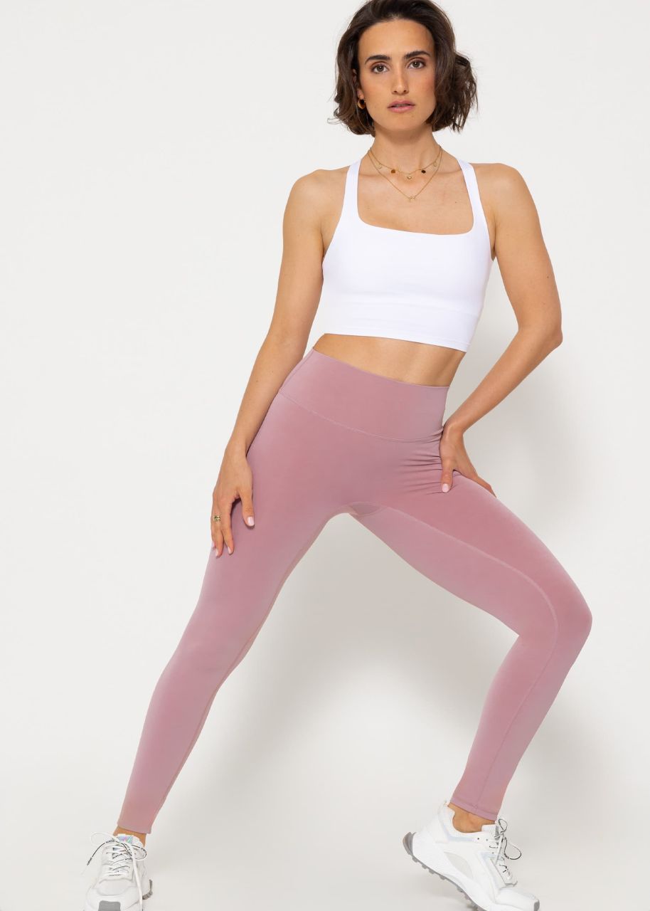 High waist sports leggings - dusky pink