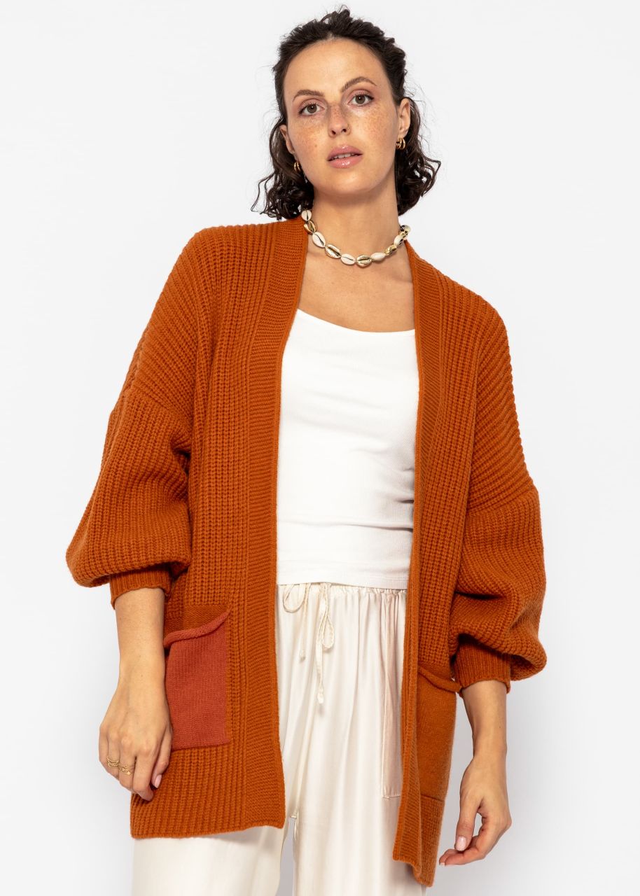Soft knit cardigan with pockets - red