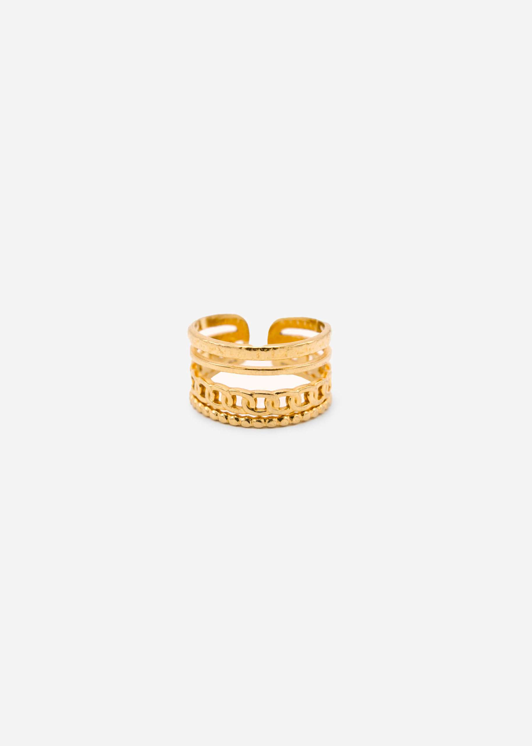 Ring with chain detail, gold