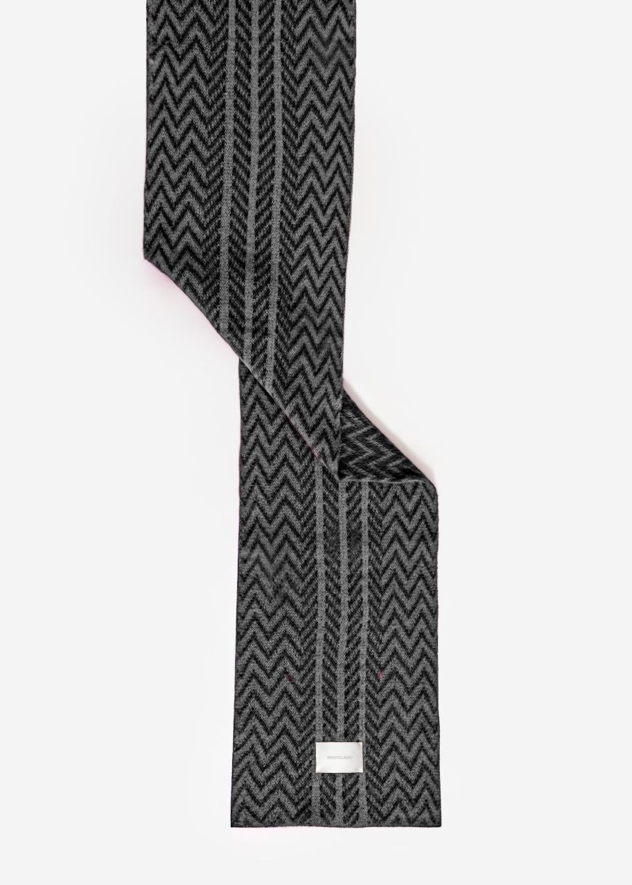 Patterned knitted scarf - black-taupe