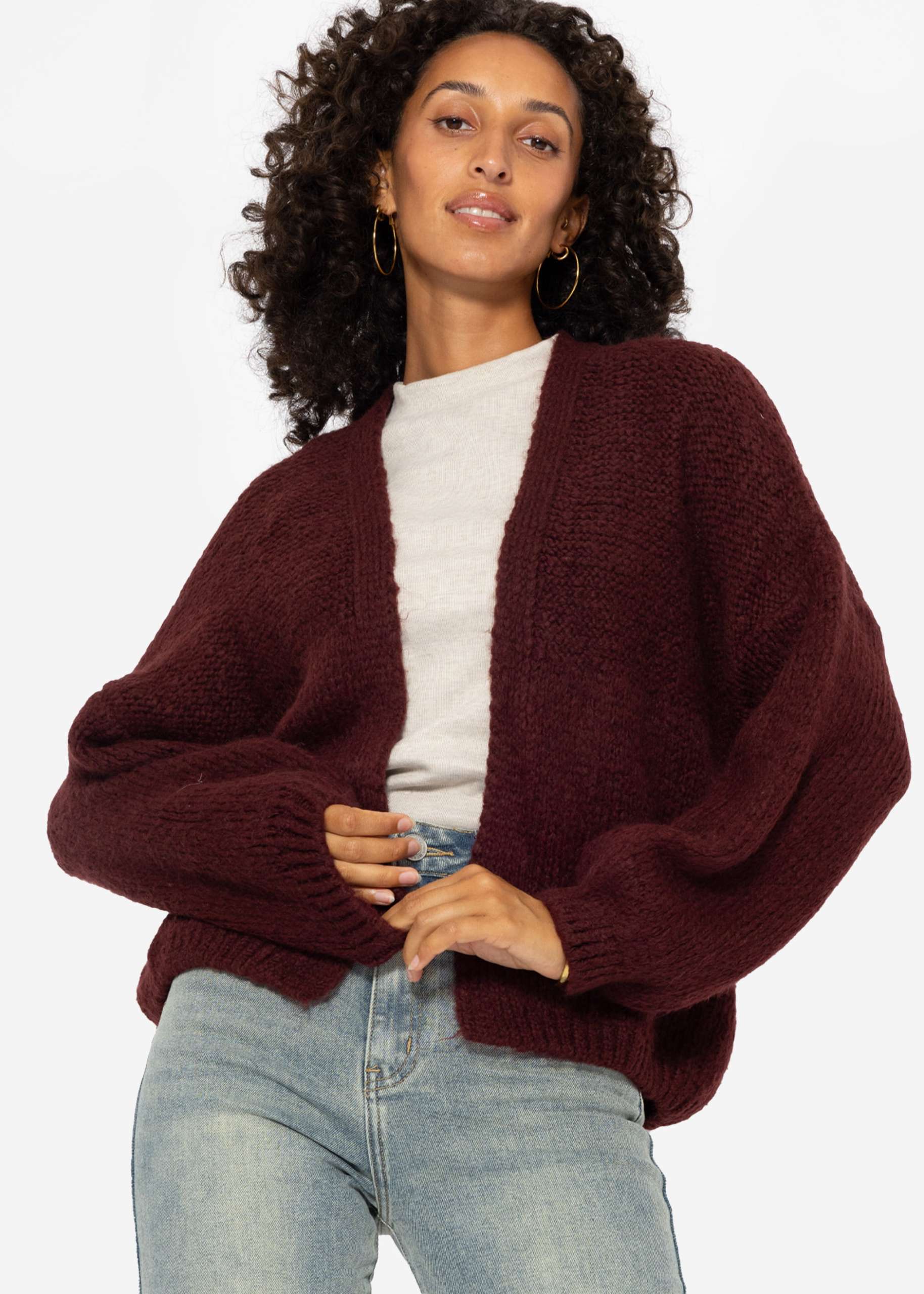 Fluffy cardigan - wine red