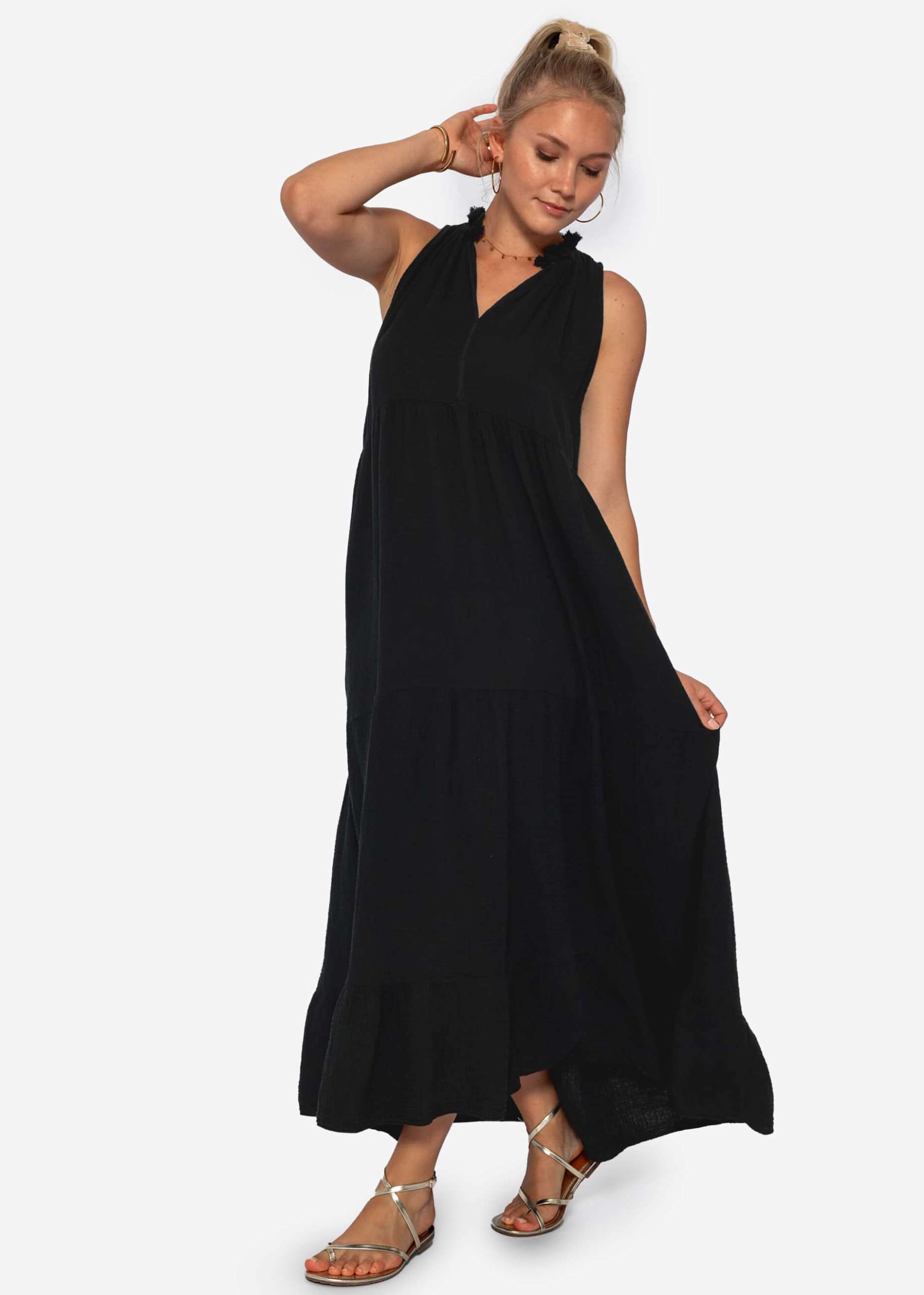 Long muslin dress - black