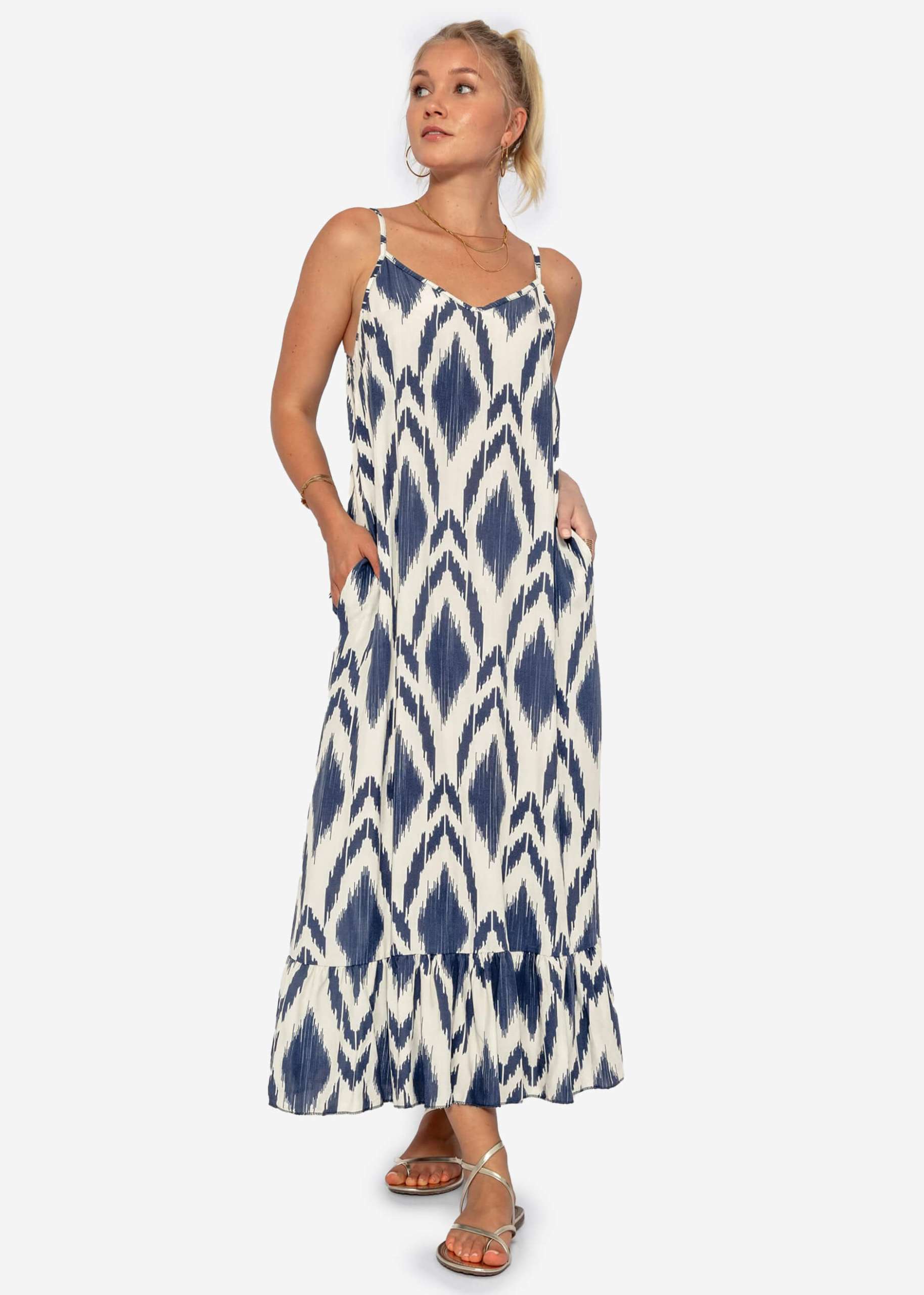 Maxi dress with print - offwhite-blue